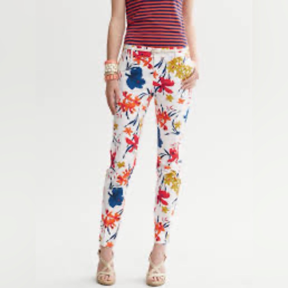 Banana Republic CAMDEN-FIT FLORAL ANKLE PANT Sz 2 New NO Tag